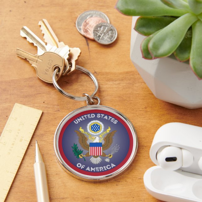 Great Seal of United States Circle Shape Keychain (Desk)