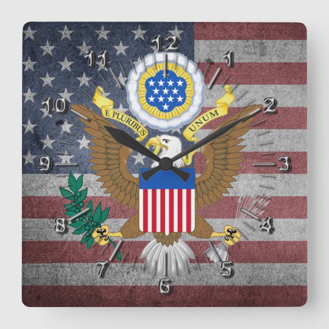 Great seal of United States Square Wall Clock (Front)