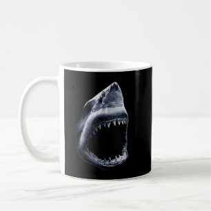 Great Shark Face Graphic Ocean Bite Lover Giant Wh Coffee Mug