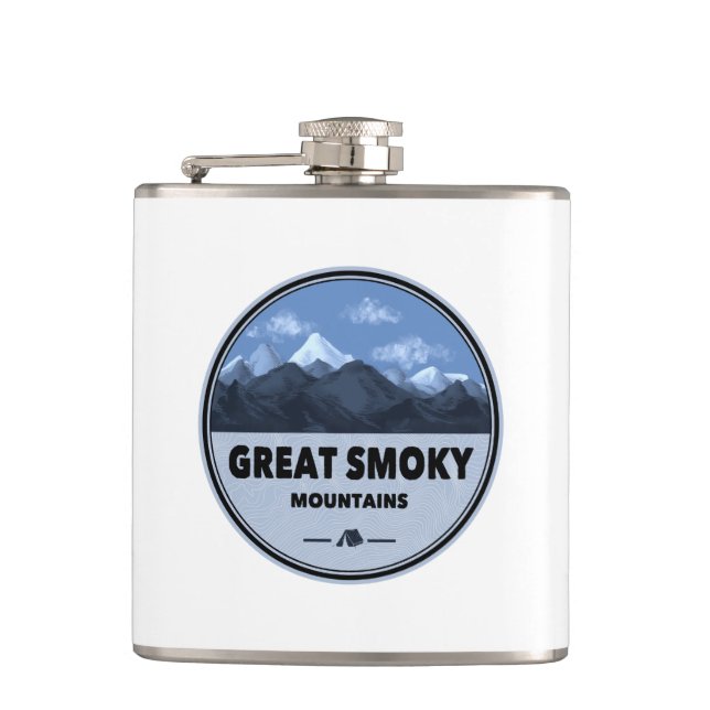 Great Smoky Mountains Camping Hip Flask (Front)