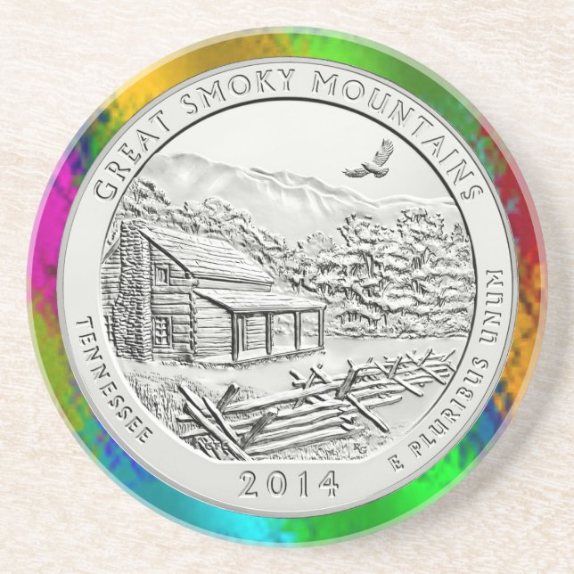 GREAT SMOKY MOUNTAINS COIN  COASTER (Front)