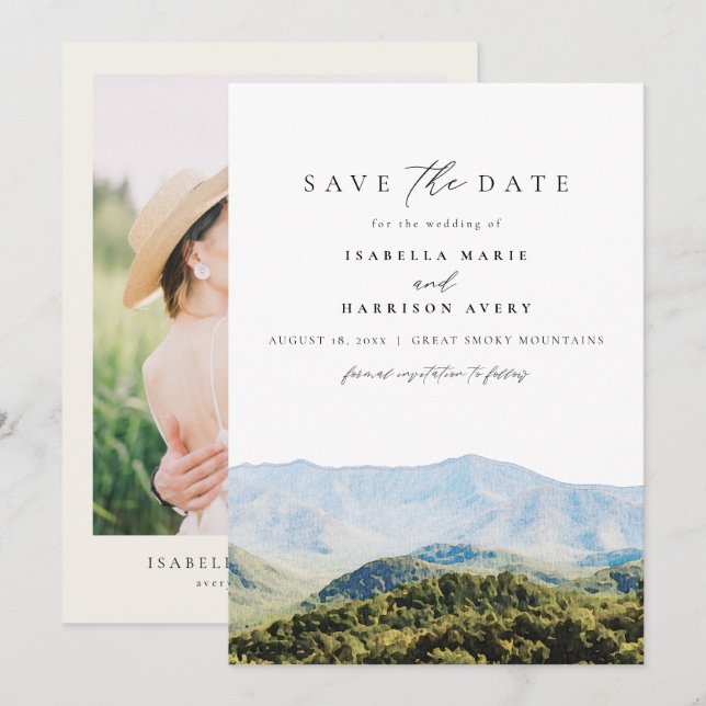 Great Smoky Mountains Destination Save the Date Invitation (Front/Back)