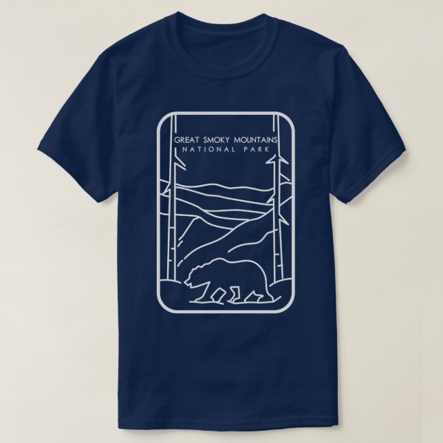 Great Smoky Mountains in Badge Line art T-Shirt (Design Front)