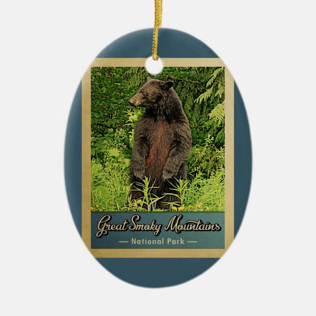 Great Smoky Mountains National Park Bear Ceramic Ornament (Front)