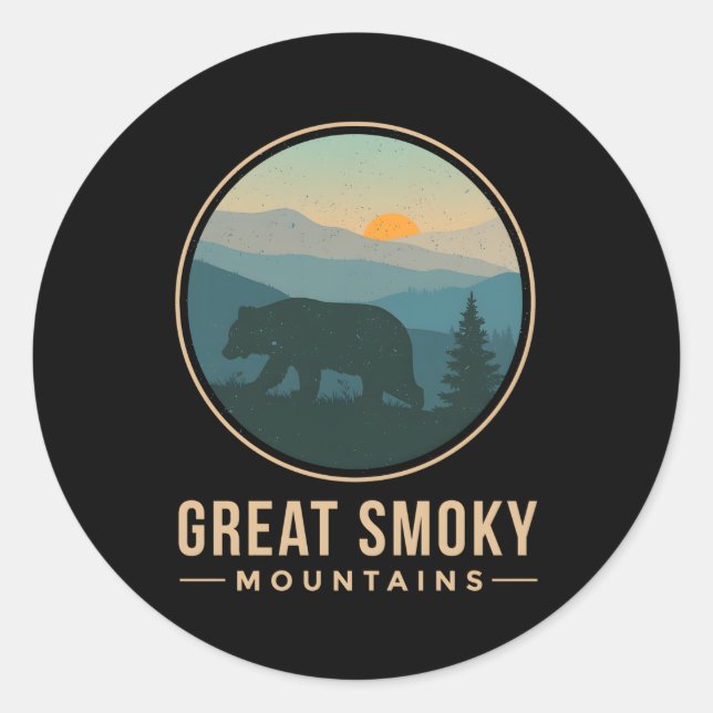 Great Smoky Mountains National Park Bear Classic Round Sticker (Front)
