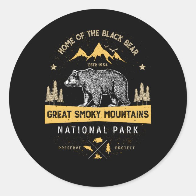 Great Smoky Mountains National Park Bear Classic Round Sticker (Front)