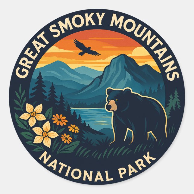 Great Smoky Mountains National Park Classic Round Sticker (Front)
