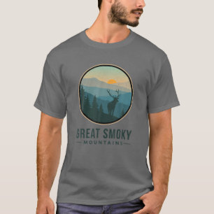 Great Smoky Mountains National Park Deer Retro Vin T-Shirt
