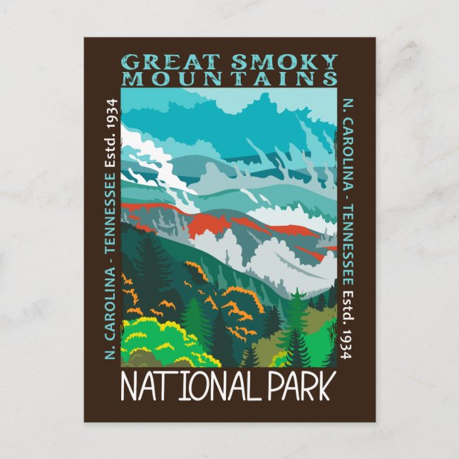  Great Smoky Mountains National Park Distressed Postcard (Front)
