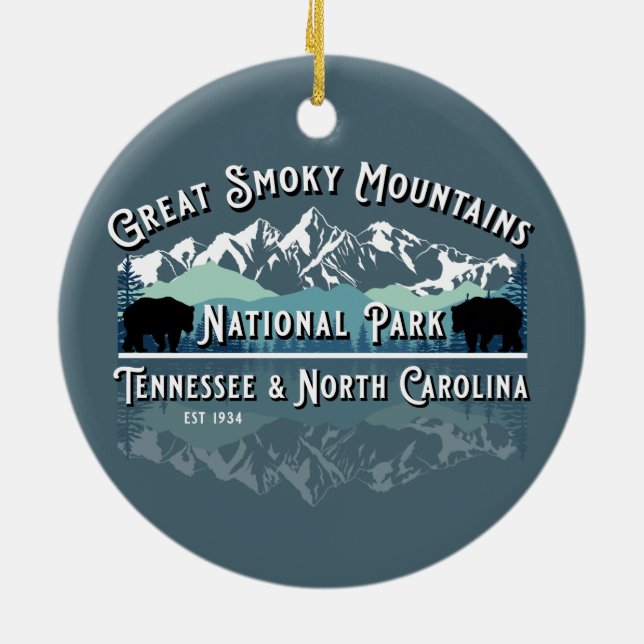 GREAT SMOKY MOUNTAINS NATIONAL PARK HOLIDAY CERAMIC ORNAMENT (Back)