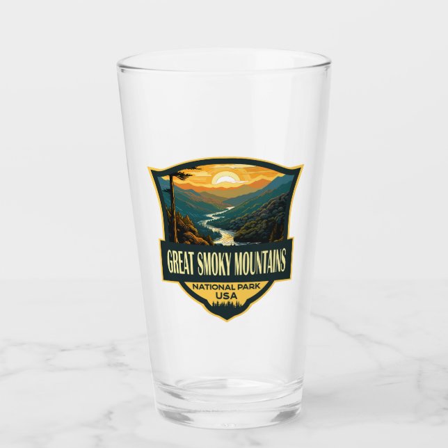 Great Smoky Mountains National Park Illustration Glass (Front)