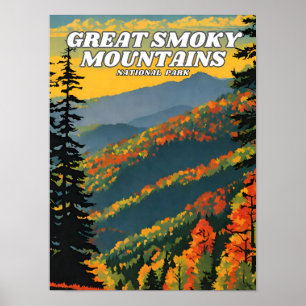 Great Smoky Mountains National Park illustration r Poster