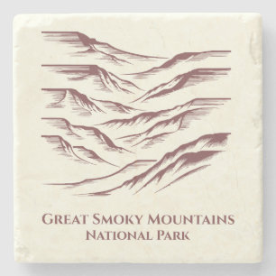 Great Smoky Mountains National Park Line Art Stone Coaster