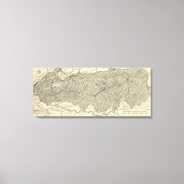 Great Smoky Mountains National Park Map Canvas Print (Front)