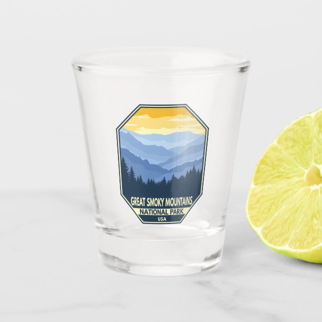 Great Smoky Mountains National Park Minimal Retro Shot Glass (Front)