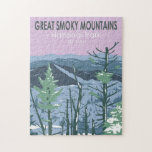 Great Smoky Mountains National Park Retro  Jigsaw Puzzle<br><div class="desc">Great Smoky Mountains vector artwork design. The park encompasses lush forests and an abundance of wildflowers that bloom year-round.</div>