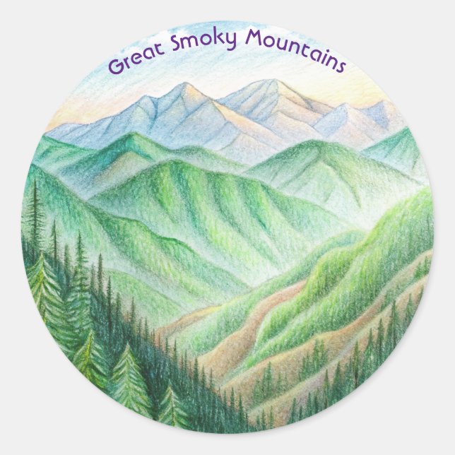 Great Smoky Mountains National Park Sketch Classic Round Sticker (Front)