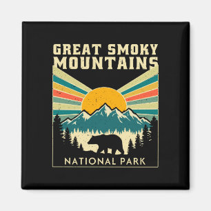 Great smoky mountains national park sunset retro magnet