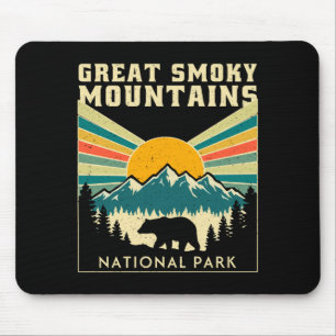 Great smoky mountains national park sunset retro mouse pad