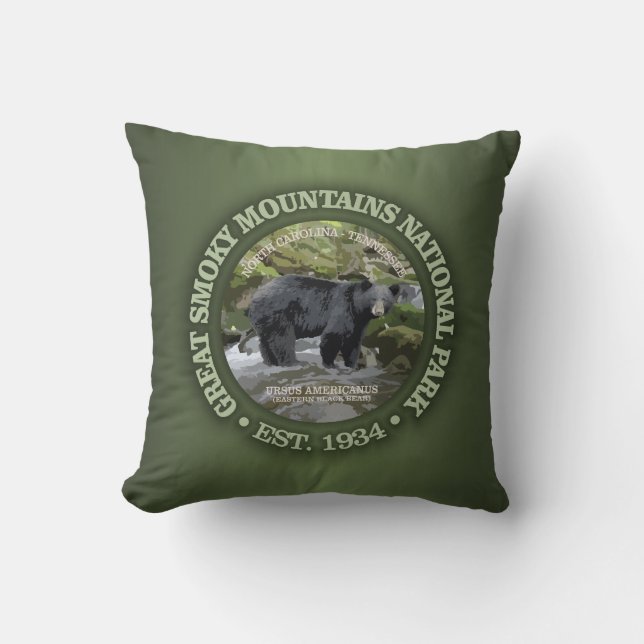Great Smoky Mountains National Park Throw Pillow (Front)