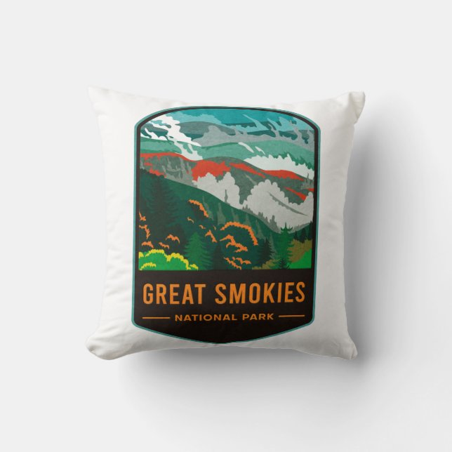 Great Smoky Mountains National Park Throw Pillow (Front)