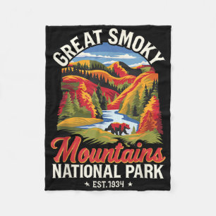 Great Smoky Mountains National Park Vintage North  Fleece Blanket