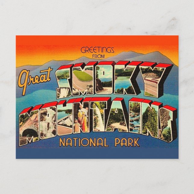 Great Smoky Mountains Park Retro Postcard (Front)