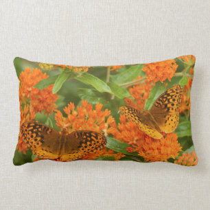 Great Spangled Fritillaries on Butterfly Milkweed Lumbar Pillow