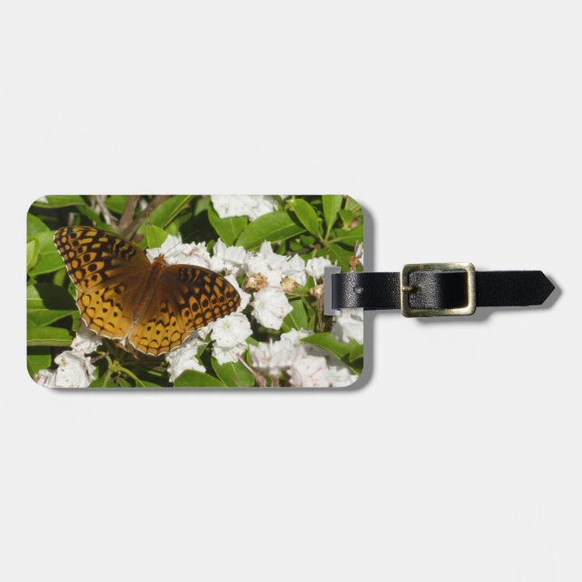 Great Spangled Fritillary on Mountain Laurel Luggage Tag (Front Horizontal)