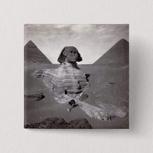 Great Sphinx & Giza Pyramids Necropolis Egypt 2 Inch Square Button (Front)