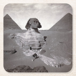Great Sphinx & Giza Pyramids Necropolis Egypt Square Paper Coaster