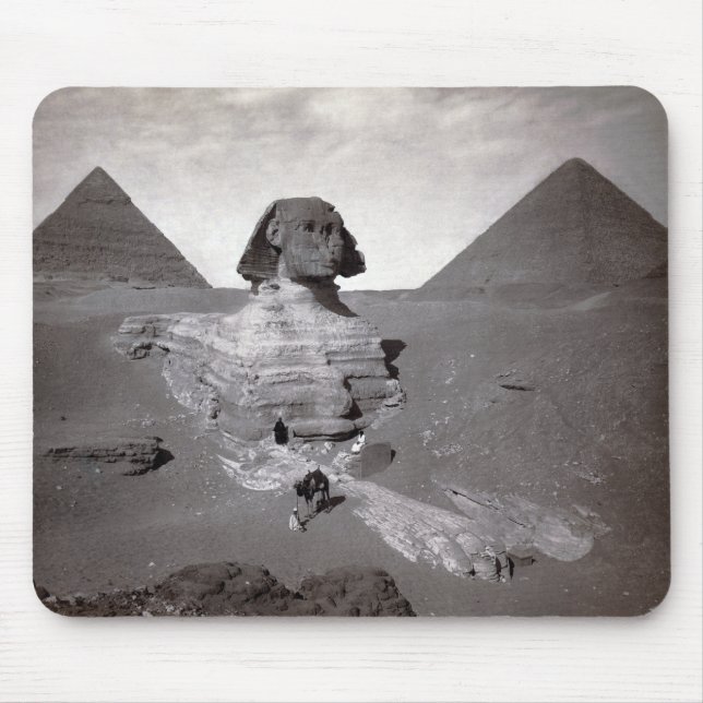 Great Sphinx of Giza Excavation with Pyramids Mouse Pad (Front)