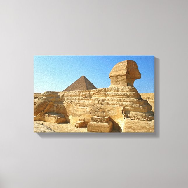 Great Sphinx of Giza with Khafre pyramid - Egypt Canvas Print (Front)