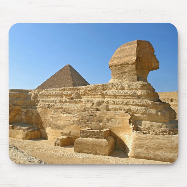 Great Sphinx of Giza with Khafre pyramid - Egypt Mouse Pad (Front)