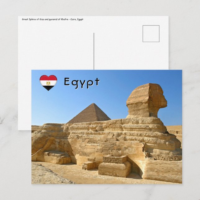 Great Sphinx of Giza with Khafre pyramid - Egypt Postcard (Front/Back)