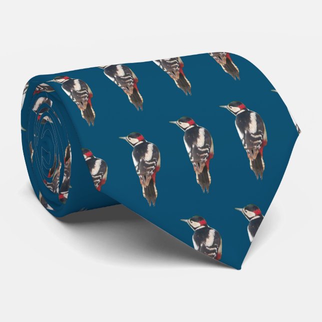 Great Spotted Woodpecker Tie (Rolled)