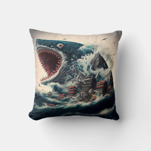 Great Sushi Shark Monster Throw Pillow