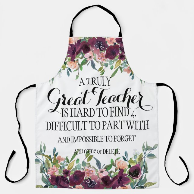 Great teacher thank you appreciation gift quote apron (Front)