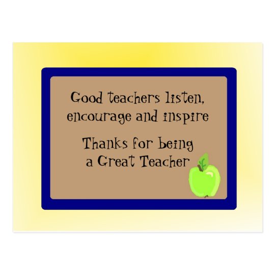 Great Teacher Thank You Postcard