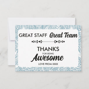 Great Team Great Staff Thank You Sign   Employee  Card