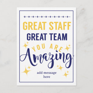 Great Team Great Staff Thank You Sign   Employee  Postcard
