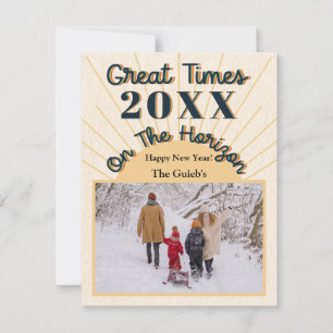 Great Times On The Horizon New Year Cream Holiday Card