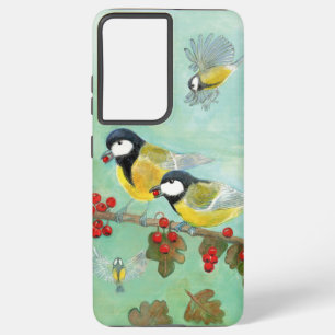 Great Tit Birds, Red Robin & Hawthorn Berries   Samsung Galaxy Case