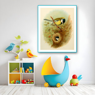 Great tit- Colorful bird, Art Poster
