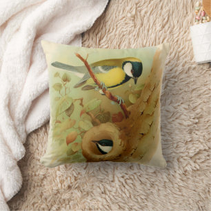 Great tit- Colourful bird, Art Throw Pillow