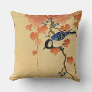 Great Tit on Paulownia Branch, 1936 by Koson Throw Pillow