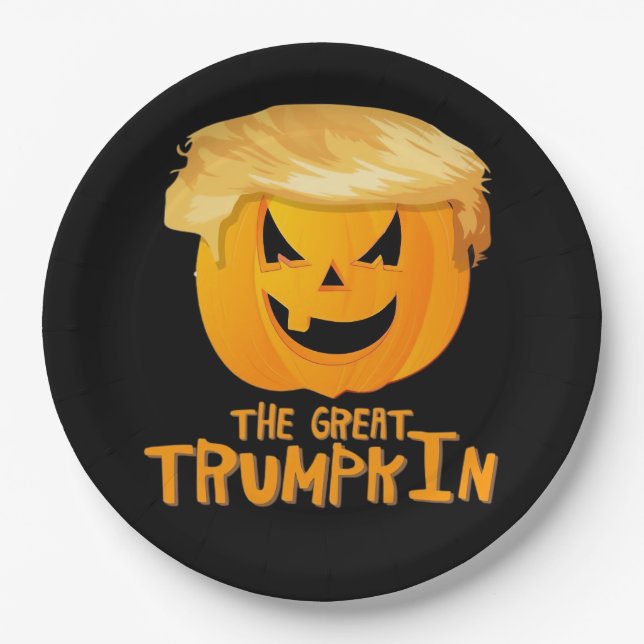 Great Trumpkin Funny Halloween Paper Plate (Front)