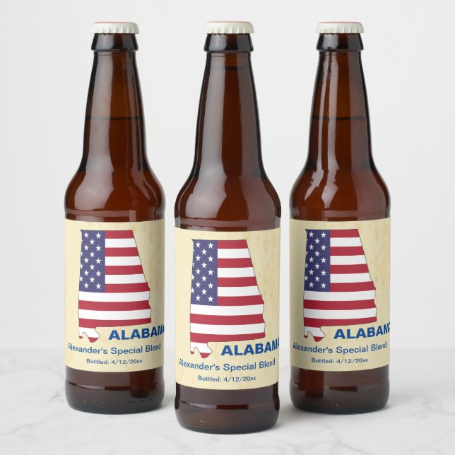 GREAT USA ALABAMA STATE MONOGRAM BEER BOTTLE LABEL (Bottles)