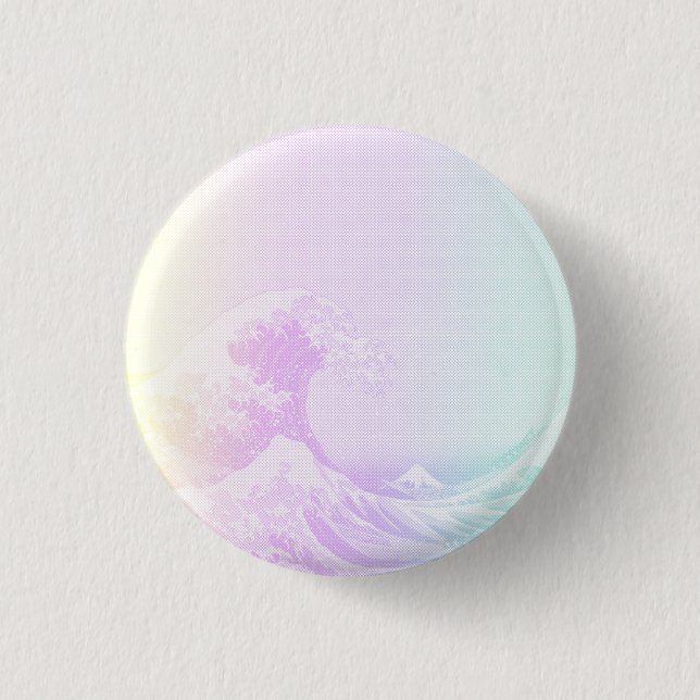 Great Vaporwave Off Kanagawa Badge 1 Inch Round Button (Front)