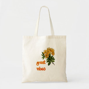 Great Vibes Vintage Botany Flower Drawing Tote Bag